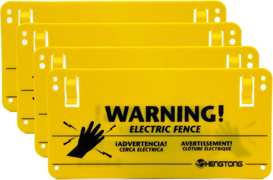 4pcs clip on electric fence warning sign