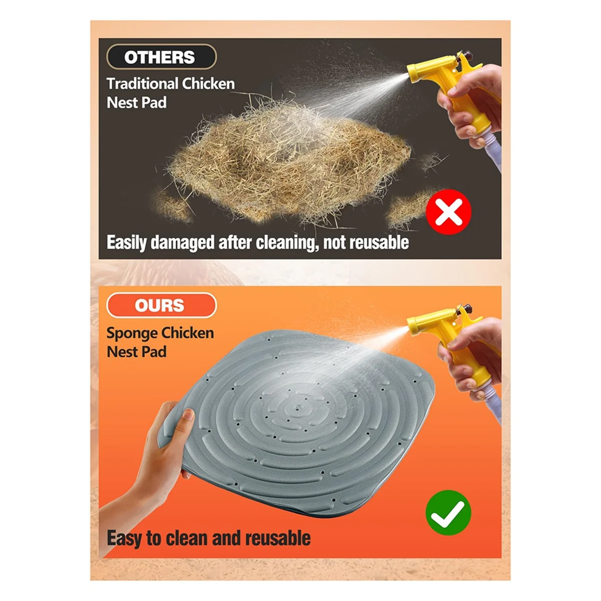 8 Pack Washable Chicken Nesting Pads